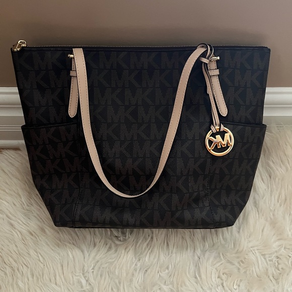 Michael Kors Leather Top-Zip Travel Tote Bag - Picture 1 of 7